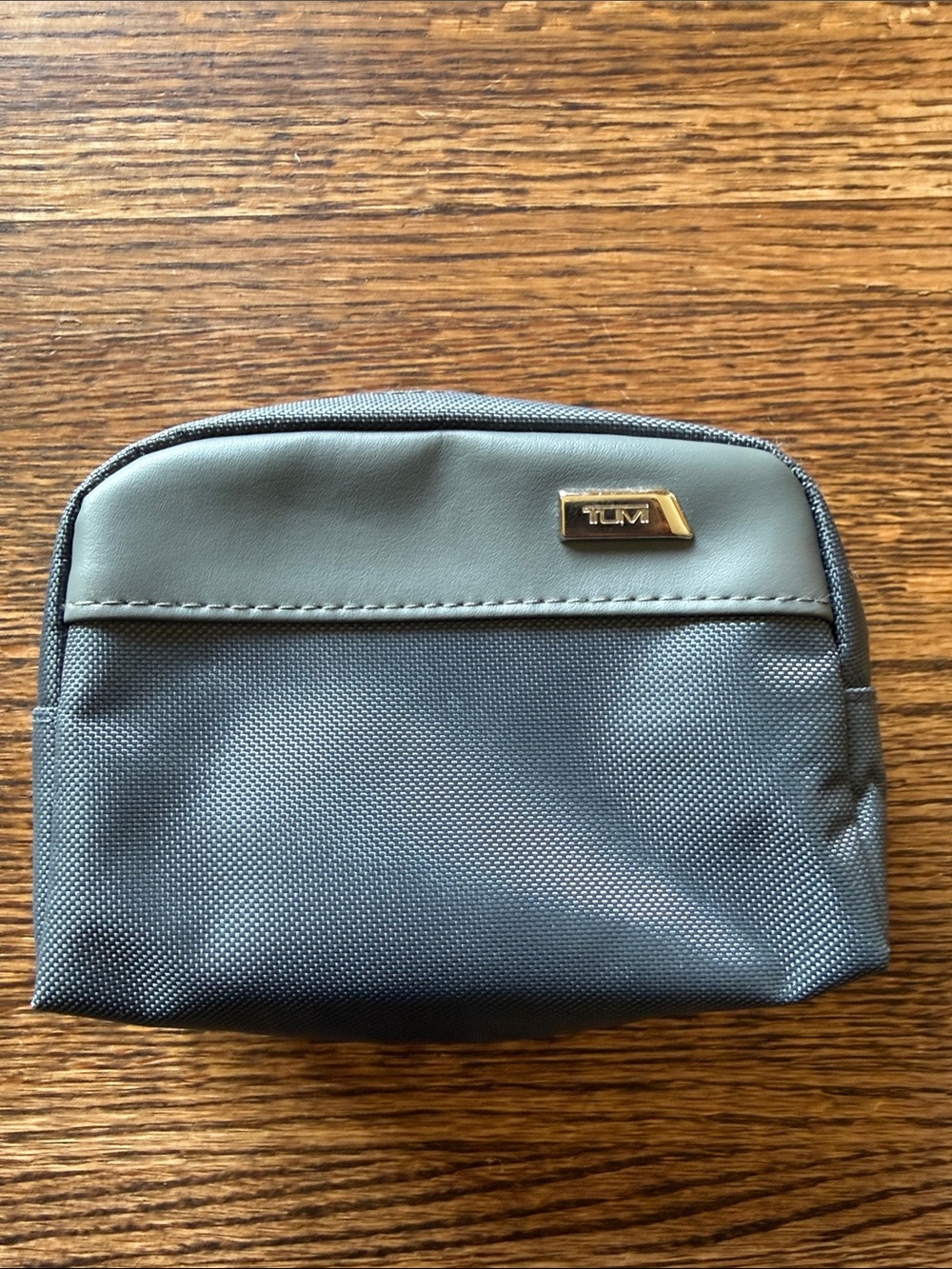Small Tumi Gray Men's Toiletry Pouch with Silver Accent